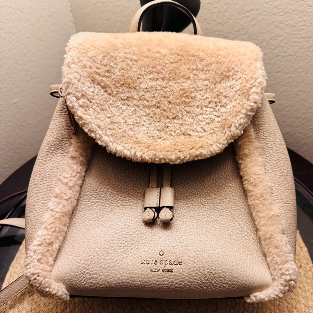 Kate Spade Cream Shearling Leila Backpack Limited Edition
